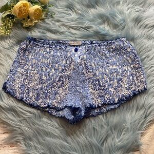 Poupette St. Barth Blue and White Smocked Shorts